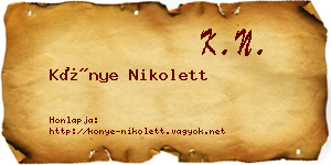 Könye Nikolett névjegykártya
